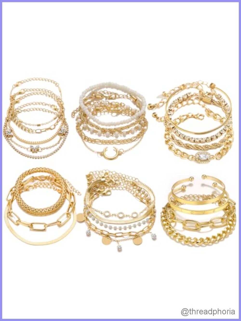 28pc Gold Plated Chain Bracelet Set - Layered Bangle & Anklet Jewelry Gift